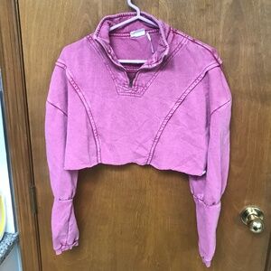 Urban Outfitters Out from Under Pink Cropped Sweatshirt Pullover Small